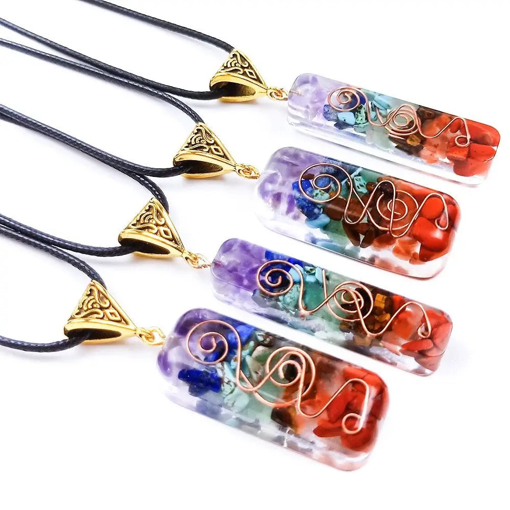 Orgone Energy Seven Chakra Crystal Pendant