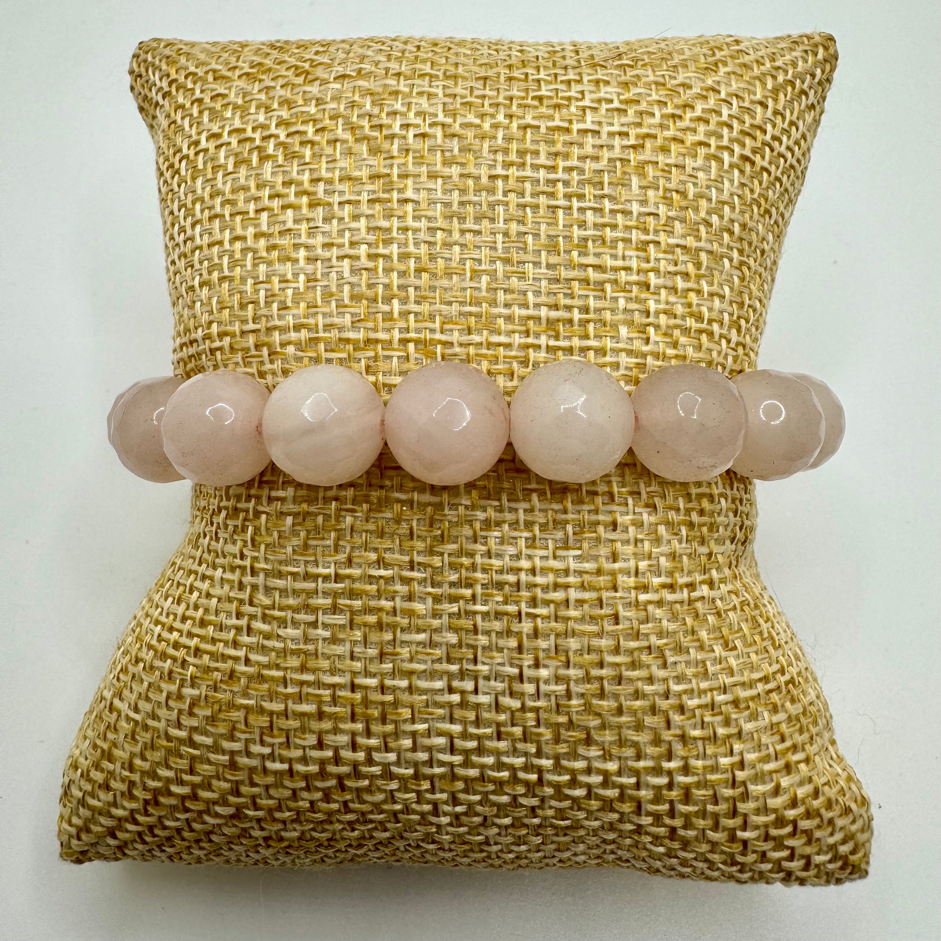 Rose Quartz Stretch Bracelet 10mm faceted beads