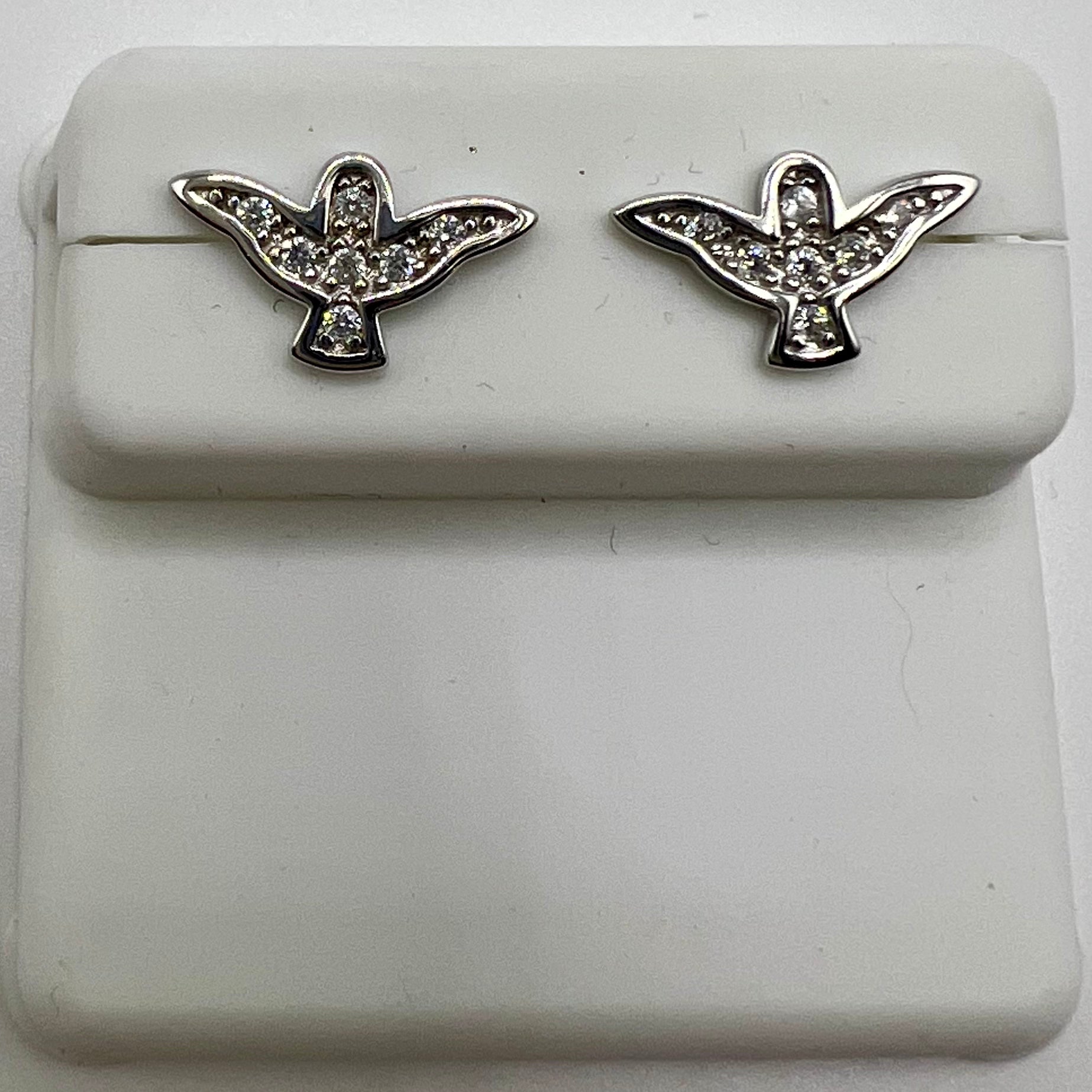 Sterling Silver with Rhinestone Dove Earrings