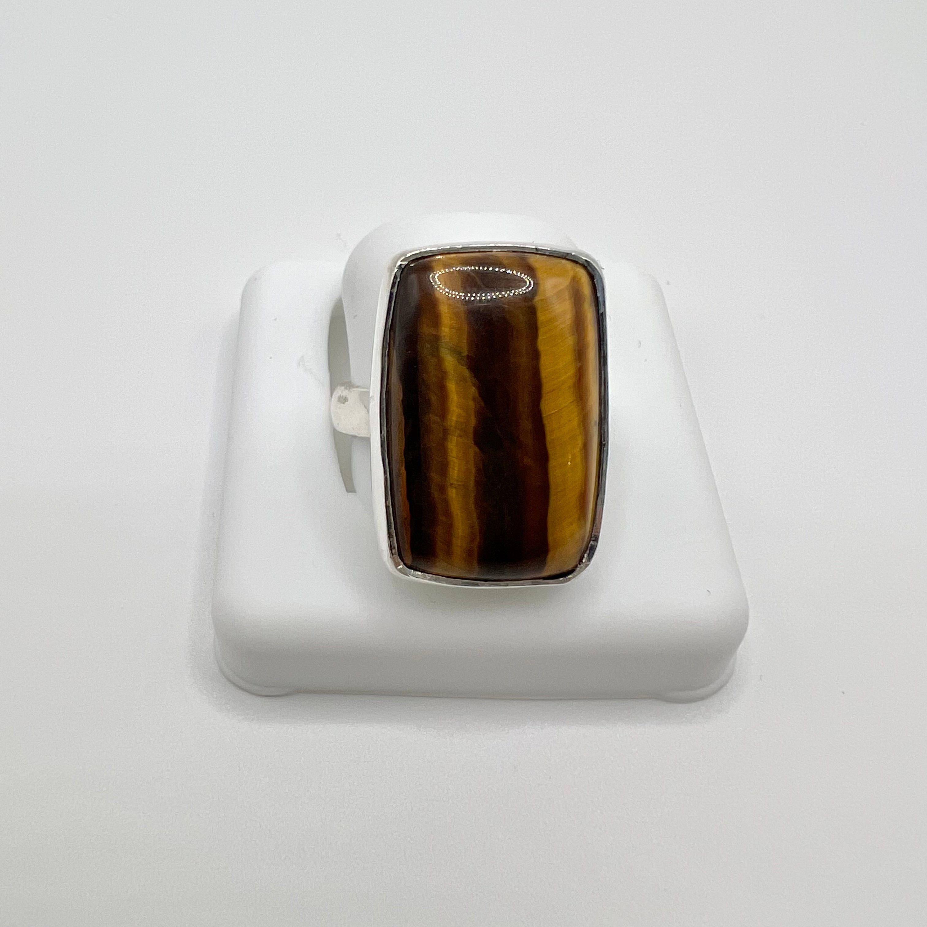 Tigers Eye Sterling Silver Adjustable Ring