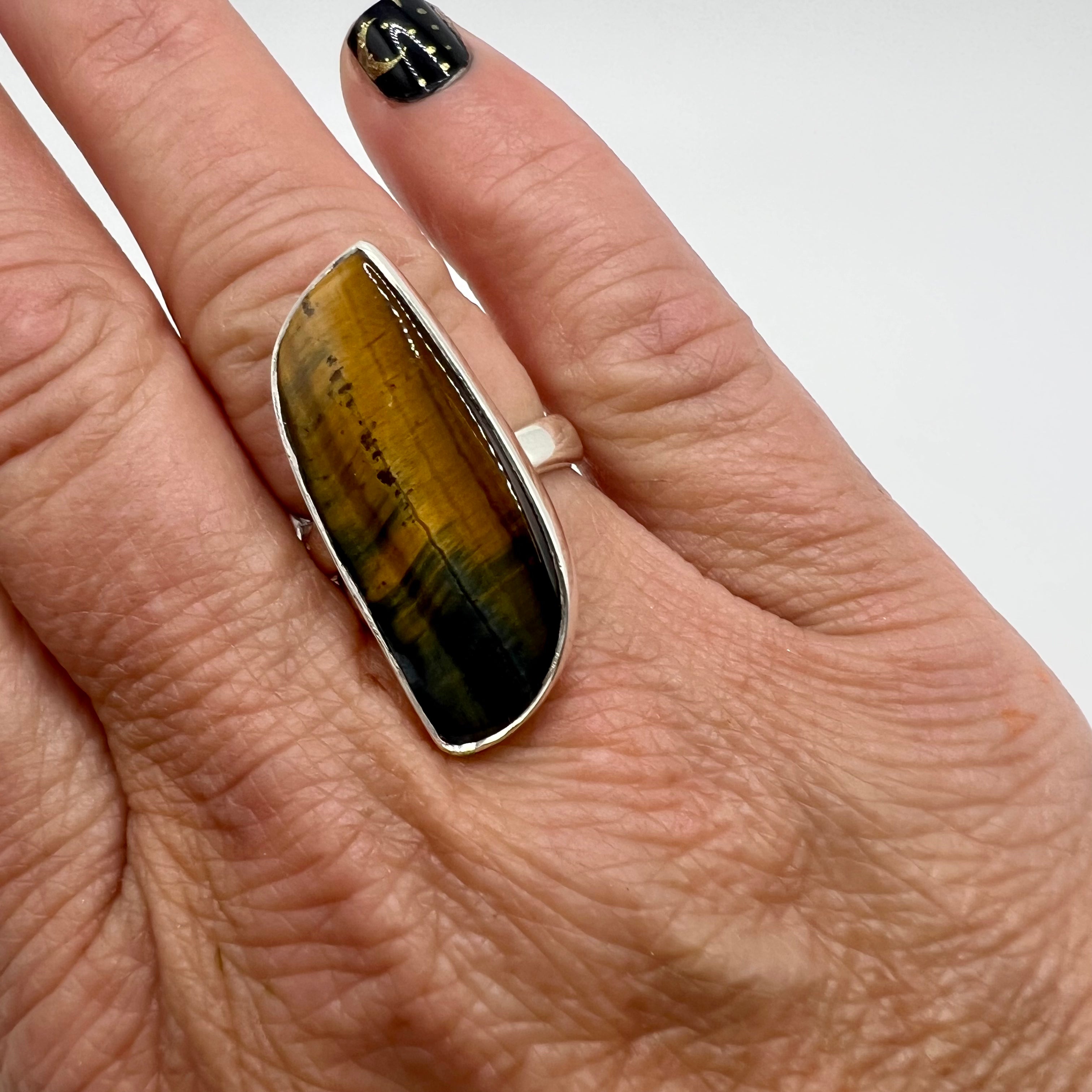 Tigerseye sterling silver ring (adjustable size)