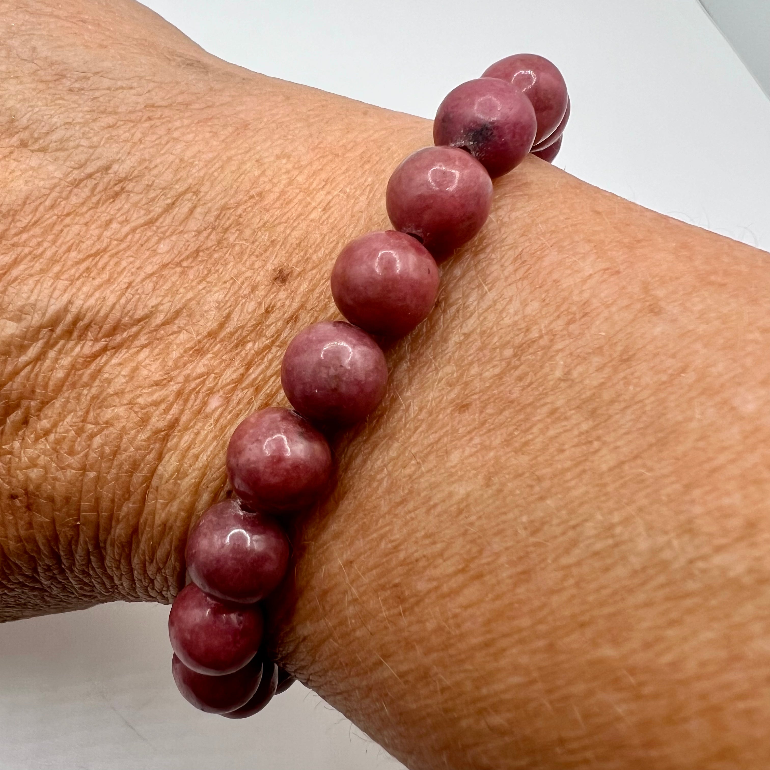 Pink Rhodonite Stretch Bracelet (8mm beads, wrist size 15.5cm)