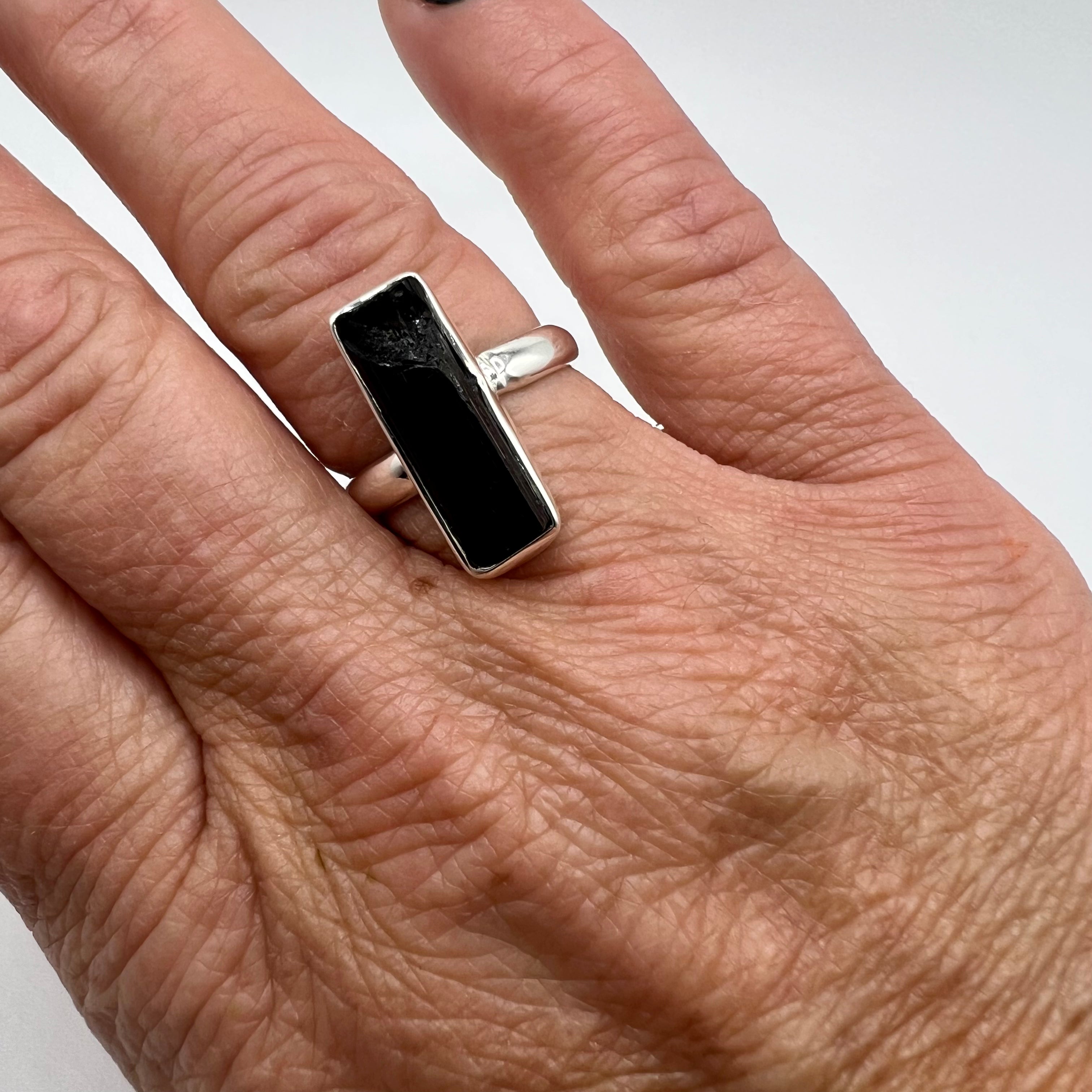 Black Tourmaline Sterling Silver Ring