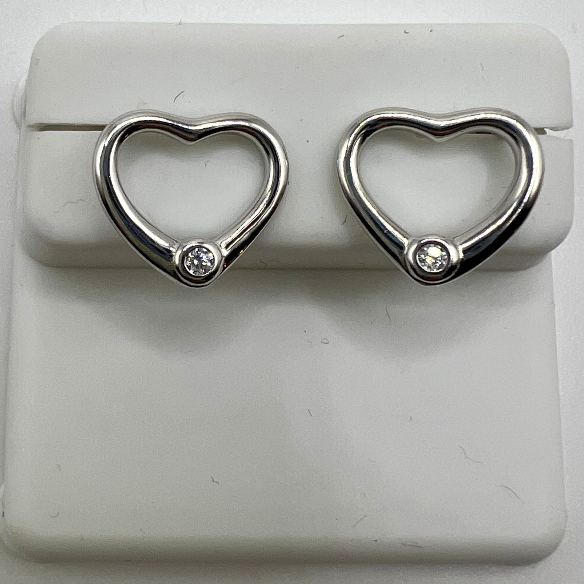 Sterling Silver Rhinestone Heart Earrings
