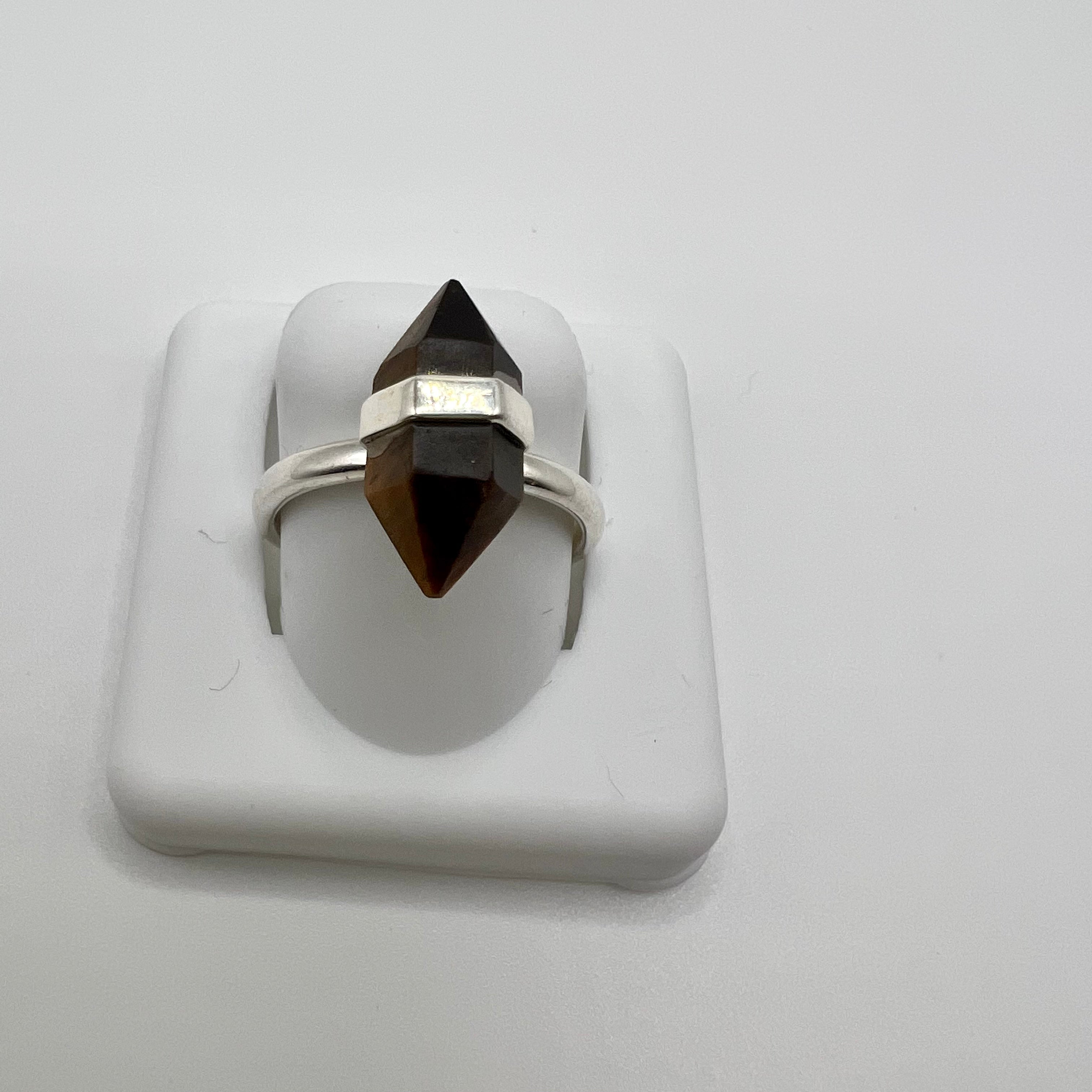 Tigers Eye Shaped Stone Sterling Silver Ring