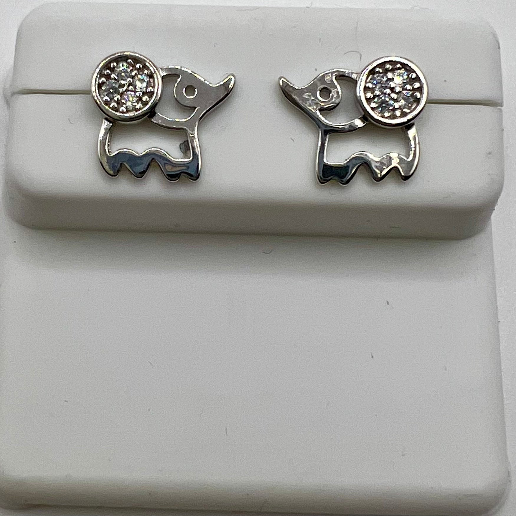 Sterling Silver Rhinestone Elephant Earrings